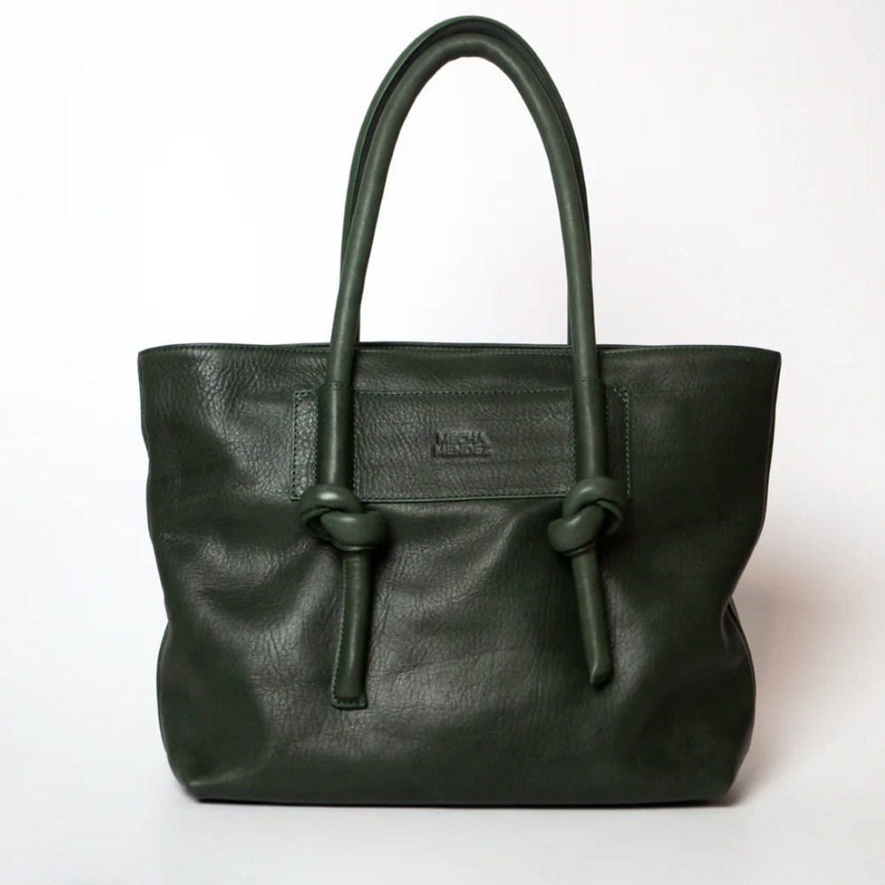 Mecha Mendez Argentina Artesian leather tote bag forest green